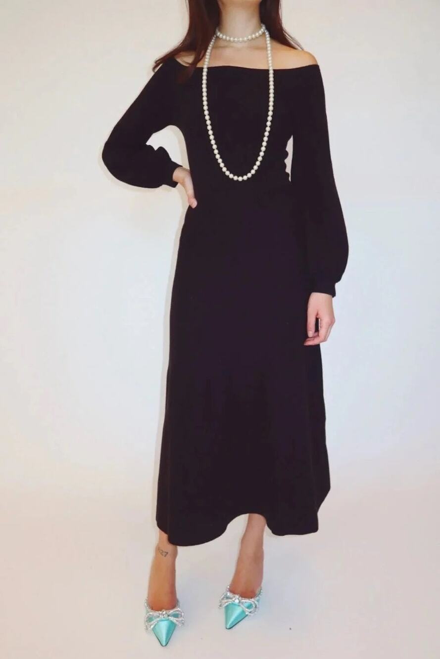 Hill House Maude Black Sweater Midi Dress size S